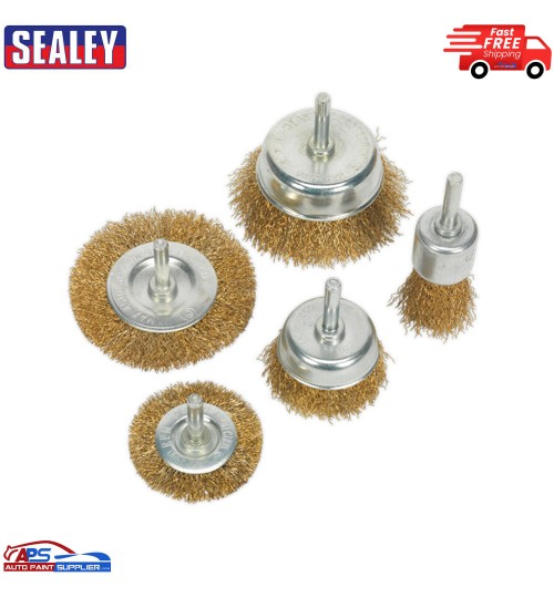Sealey BWBS05 Brassed Wire Power Tool Brush/Brushing/Cleaning Set-5pc